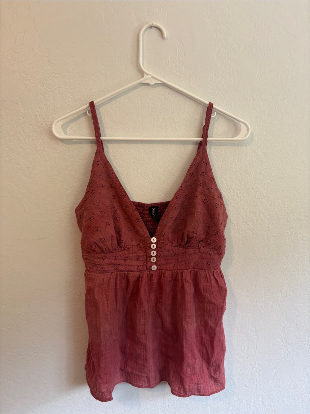 MINKPINK Rust Red Eyelet Button-Front Mini Dress